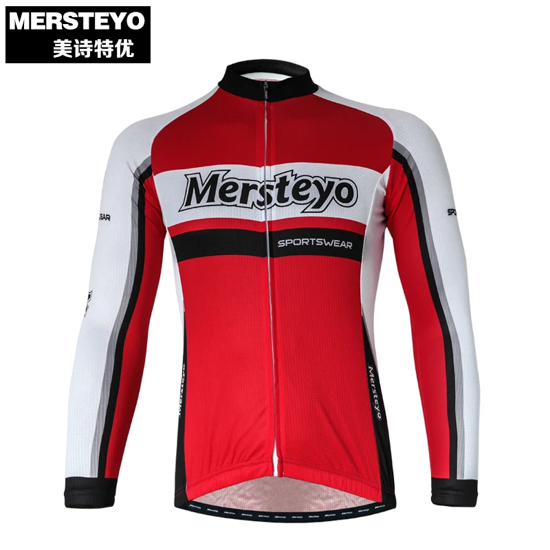 MERSTEYO Pro Men Bike jersey Long Sleeve Team Cycling clothing Red Winter Male MTB Wear Ropa Ciclismo Shirts Top Quick Dry