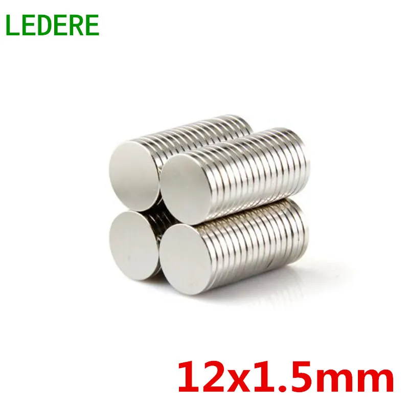 LEDERE 500PCS 12mm x 1.5mm Strong Round Cylinder Magnets 12X1.5 Rare Earth Neodymium NEW 12*1.5 Art Craft Connection