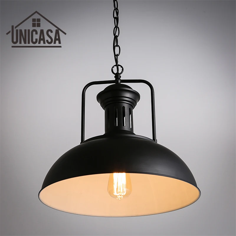 Wrought Iron Industrial Pendant Ceiling Lamp Vintage Black Metal Lights  Hotel Kitchen Island Lighting Fixtures Antique