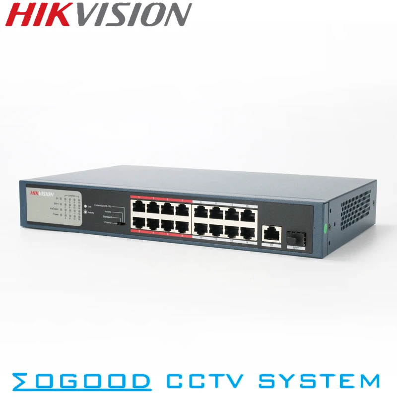 

Hikvision DS-3E0318P-E/M Unmanaged 16 Ports PoE Switch 10/100 Mbps and 1 1000 Mbps Up-Link Port For 16CH NVR