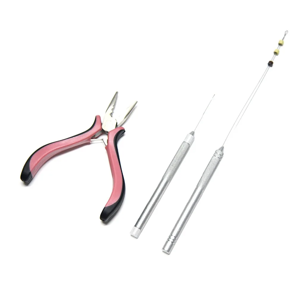 Neitsi  3 Holes Plier and Metal Hook Needle and Loop Threader 3pcs/set For Hair Extensions