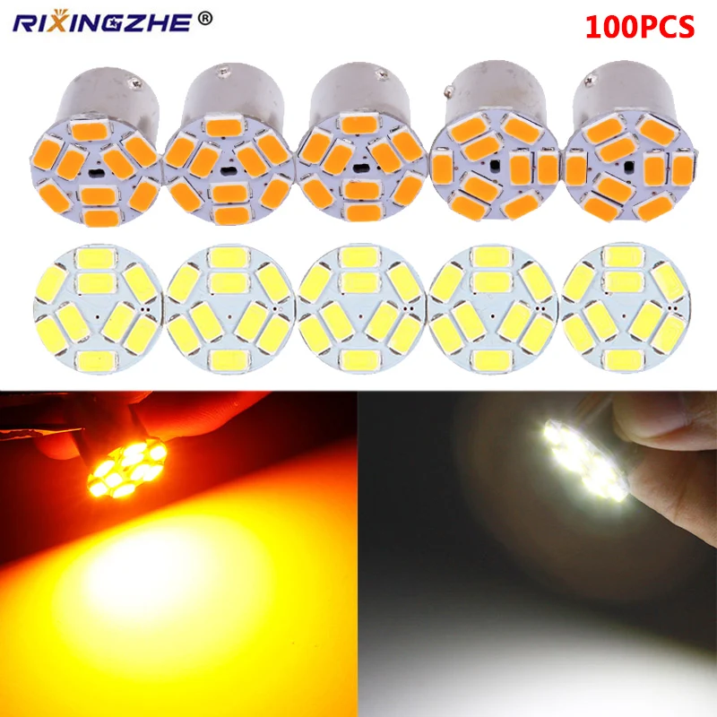 

100pcs 12V/24V BAU15S py21w P21W 1156 BA15S 1157 BAY15D Bulbs For Car Side Indicator Lamp Turn Signal Lights Brake lamp Amber