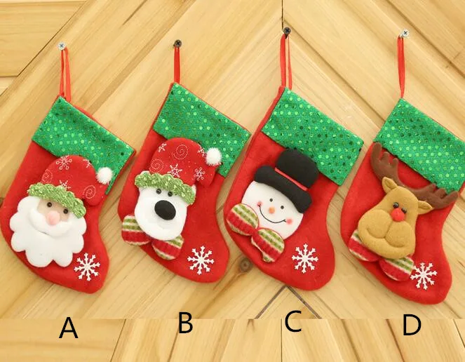 200 Pcs Mini Christmas Stockings Socks Santa Claus Candy Gift Bag Xmas Tree Decor Festival Party Ornament