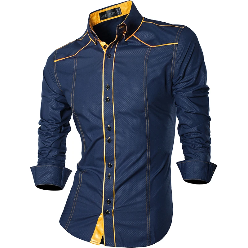 jeansian Primavera Autunno Caratteristiche Camicie Camicia casual da uomo Camicie maschili casual a maniche lunghe di nuovo arrivo K034