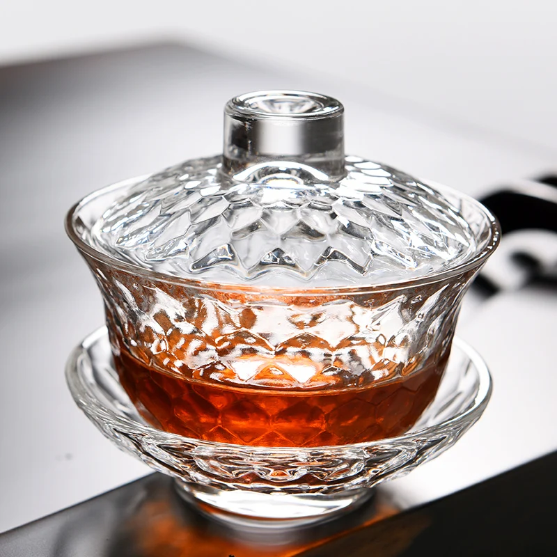 High Borosilicate Glass Gaiwan Tureen Set 100ml/130ml/150ml with Lid Cup Saucer Chinese Tea Service Bowl Cup Bowl Set