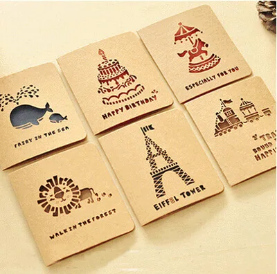 Vintage Style Hollow-Out Greeting Card Postcard Birthday Gift Card Set Message Card Letter Envelope Gift Card