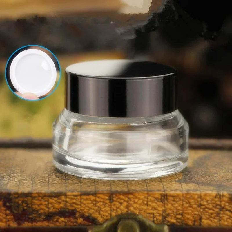 

12/24PCS 20g travel glass bottles with black cap face cream or eye cream jar makeup packing cosmetic bottles