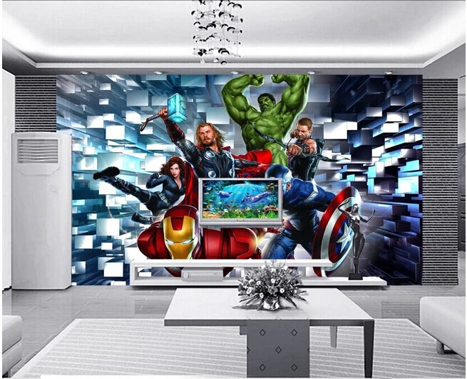 Custom children wallpaper, 3 d hero alliance murals for children room living room TV wall paper DE parede vinyl which wallpaper