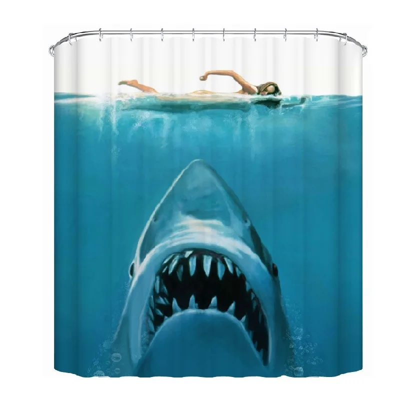 Shower Curtain JAW Shark Printed Waterproof Polyester Bath Curtain Bathroom Accessories 180x180cm Curtain Home Decoration