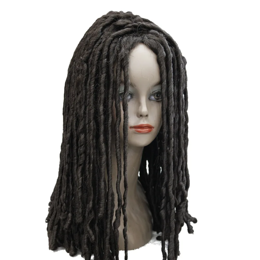StrongBeauty African braids Wig dreadlocks Hair Spiral Curls Hairstyle Black /Brown Synthetic Wigs - Image 2