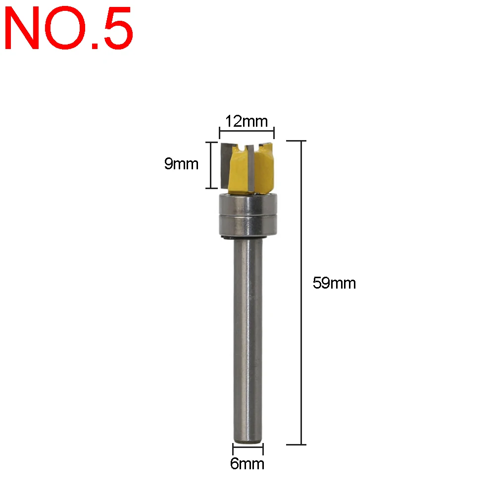 6mm round Shank Bearing Straight Flush Trim Router Bit 3Flute Top Tungsten bit Template Trim Woodworking Milling Cutter Tool