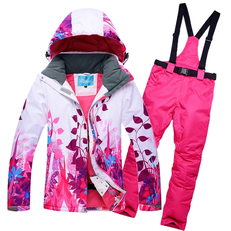 New Women Ski Suit Windproof Waterproof Snowboard Outdoor Sport Wear Skiing Jacket+Pants Camping Riding Super Warm Clothing Set