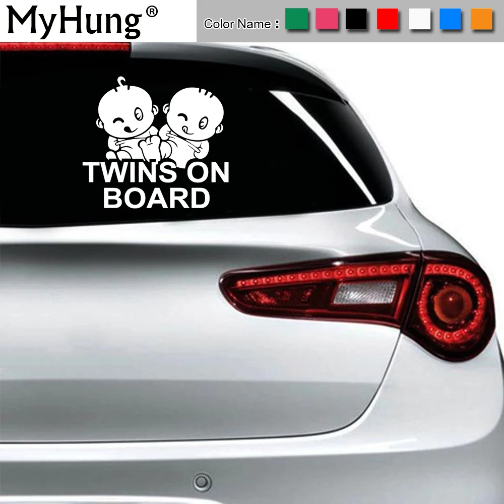 15.2*13.7CM TWINS ON BOARD Warning Mark Car Stickers Baby child Vinyl Decals Window Decoration Sticker Accessories Car Styling