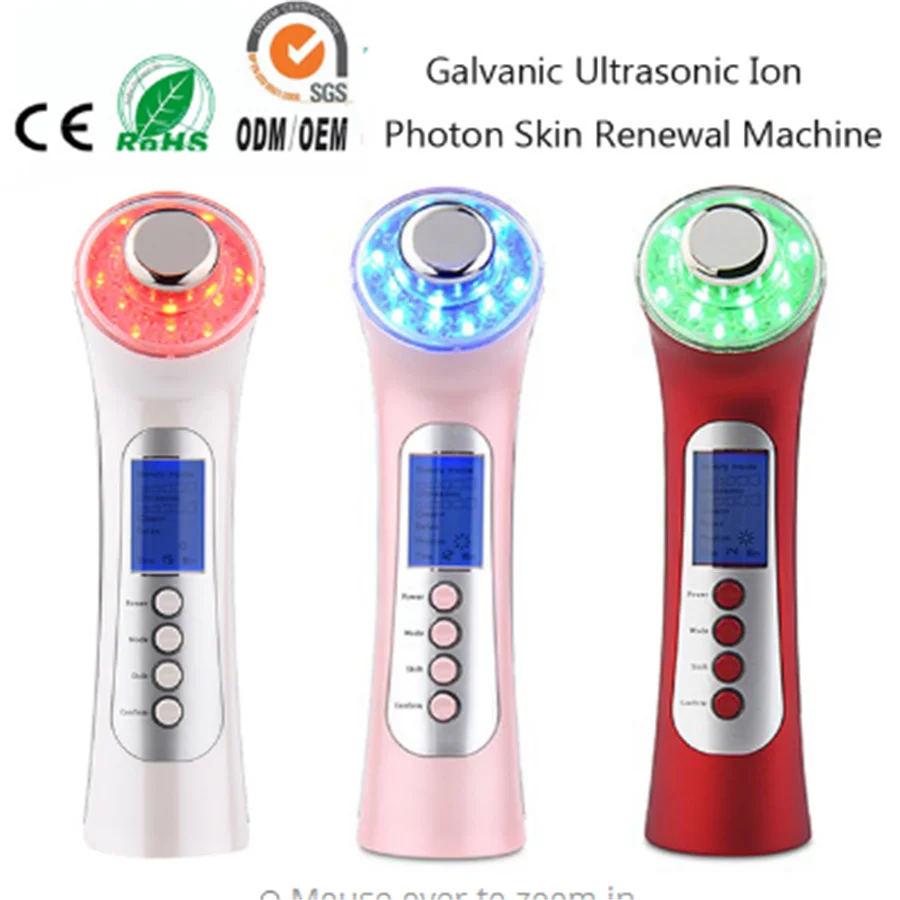 High frequency vibration galvanic ion ultrasonic pores makeup cleaner face massager led photon skin rejuvenation beauty device