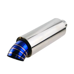 Universal polishied car exhaust race muffler 2/2.5 inlet exhaust blue end tips muffler on the car