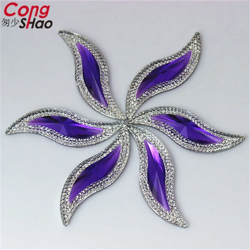 Cong Shao 28pcs 15*50mm Big S shape AB Color Resin Rhinestones Flatback Stones and Crystal For Garments crafts Accessories CS558