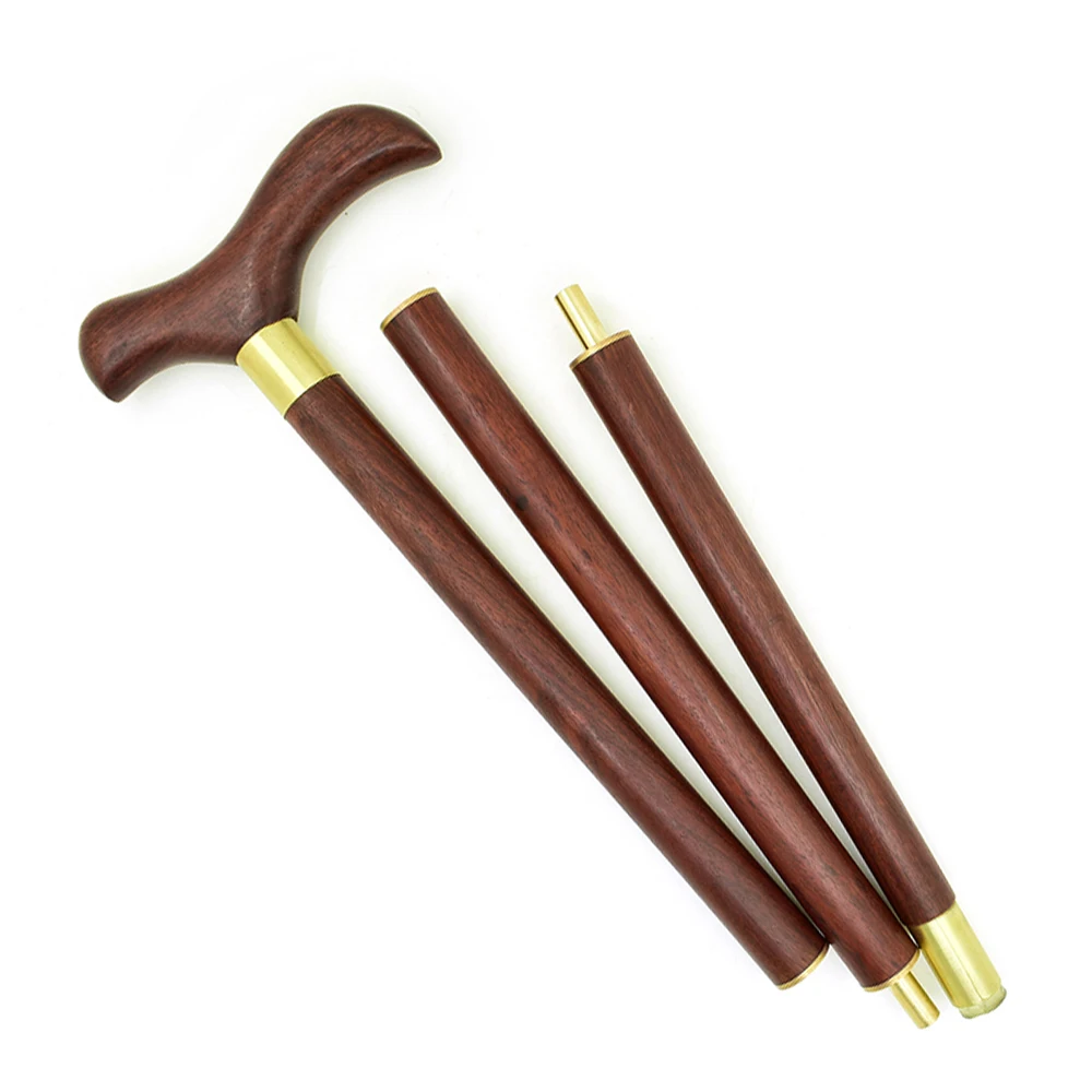 Foldable Walking Stick Cane 3-Sections Wooden Wood T Bird Handle Stick Vintage Wood Gentle Walking Cane Gentleman Stick Canes