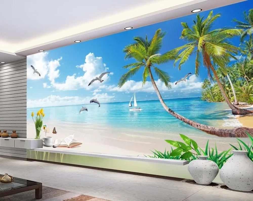 

Custom 3d Mural Wallpaper Modern Beautiful underwater world fish plant Living Room Wallpaper 3D Painting