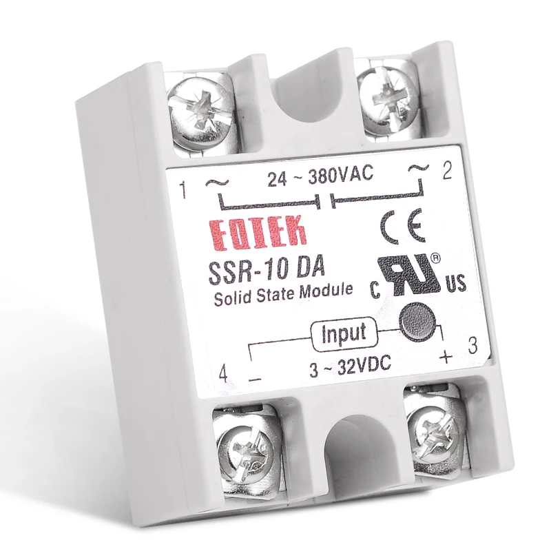 SSR-10DA Solid State Relay 10A Single Phase SSR Module 10DA DC-AC 3-32V 12V DC to 24-380V 220V AC for Temperature Controller