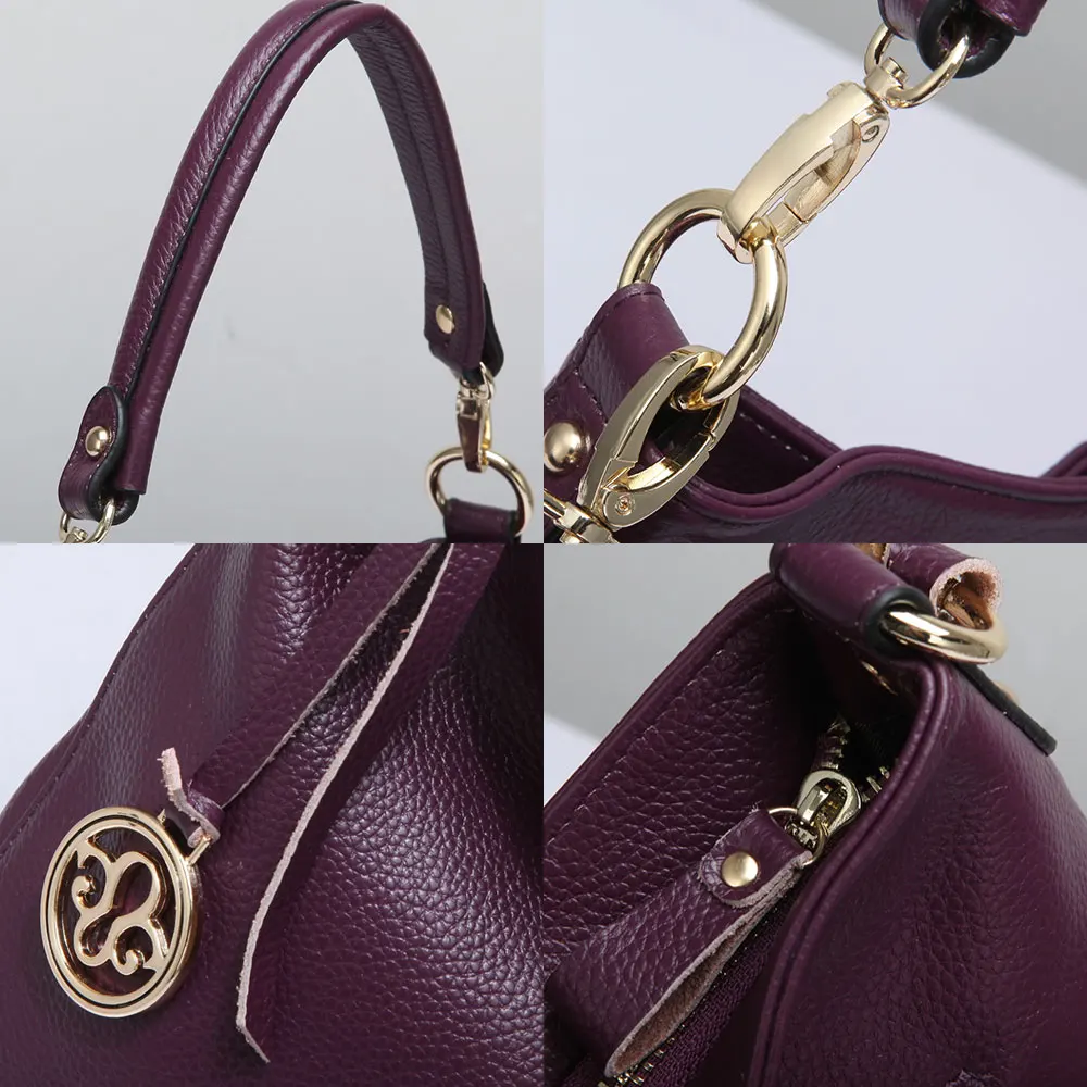 Zency Fashion Purple Women Shoulder Bag 100% Genuine Leather Elegant Tote Handbag High Quality Female Messenger Bags Classic