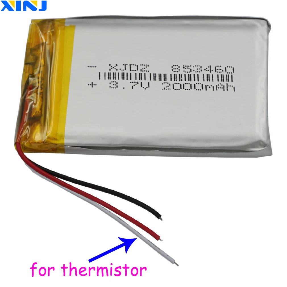 3.7V 2000mAh 7.4Wh 3-Wires Thermistor Li-Polymer Li Lithium Battery 853460 Lipo For GPS Music Player Bluetooth Speaker Dashcam