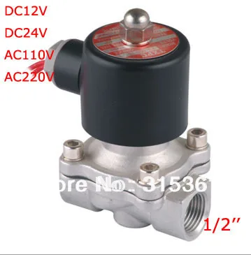 

Free Shipping 1/2" Stainless Steel Electric Solenoid Valve 12VDC Normally Closed FKM 2S160-15 DC24V,AC110V or AC220V