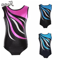 Vestiti da ginnastica ragazze di alta qualità senza maniche radium color matching body suit balletto ginnastica danza pratica vestiti