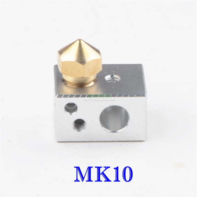 New type  MK10 Heater Block + MK10 brass nozzle  M7 thread for Flashforge MK10 extruder hotend 3D printer parts 1set