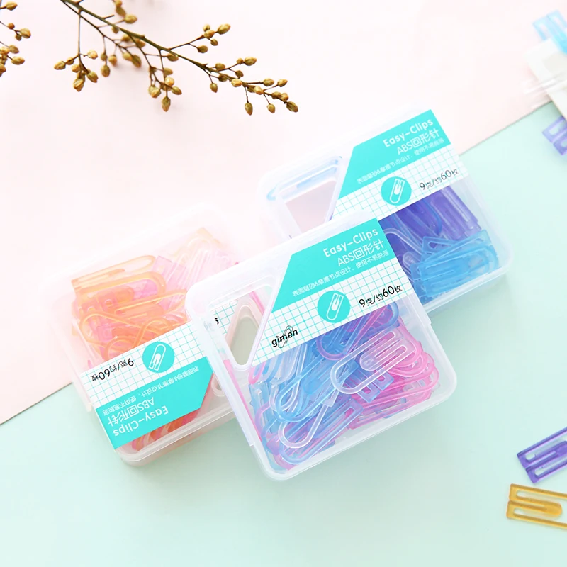 60 pcs/pack Creative ABS Paper Clips Color Office Archive Classification Data File Clip Test Paper Clips office school supplies