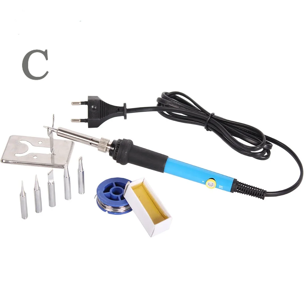 110V / 220V 60W Temperature Adjustable Electric Soldering Iron Mini Handle Heat Pencil Solder Station With Iron Tips Stand Tool