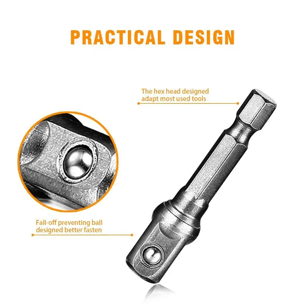 1Set Socket Adapter Impact/Extension Set 1/4 "3/8" 1/2 "Impact Hex Shank Boren Bar set Boormachine Adapter Set