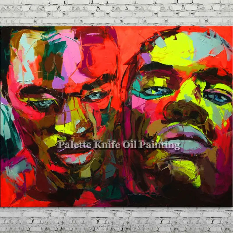 

Palette knife portrait Face Oil painting Character figure canva Hand painted Francoise Nielly wall Art picture for living room79