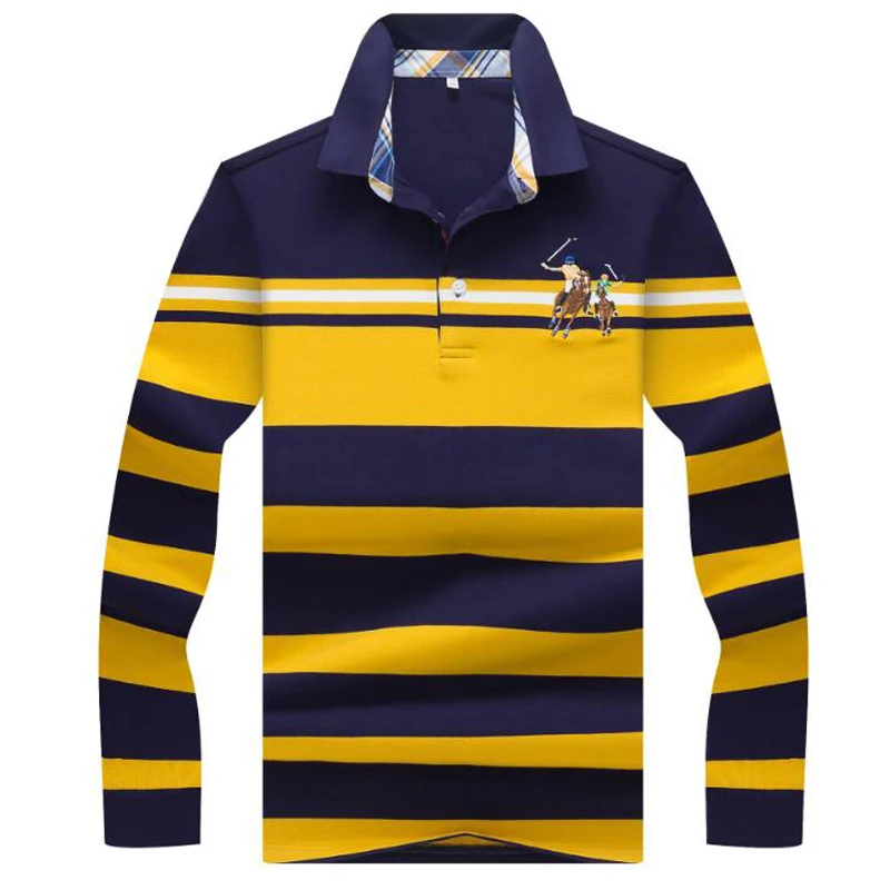 Autumn winter new men polo high quality striped polo shirt fashion casual long sleeves polo shirt brand clothing men top polos