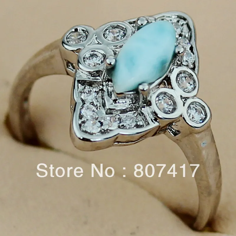 SHUNXUNZE Larimar Charms engagement wedding rings for Jewelry & Accessories women dropshipping Rhodium Plated R3508 size 6 7 8 9