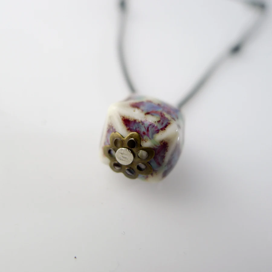 Ceramic Cube pendant Necklaces Jingdezhen Ceramic Jewelry Long Rope Handmade DIY fashion Necklace for women #EY122