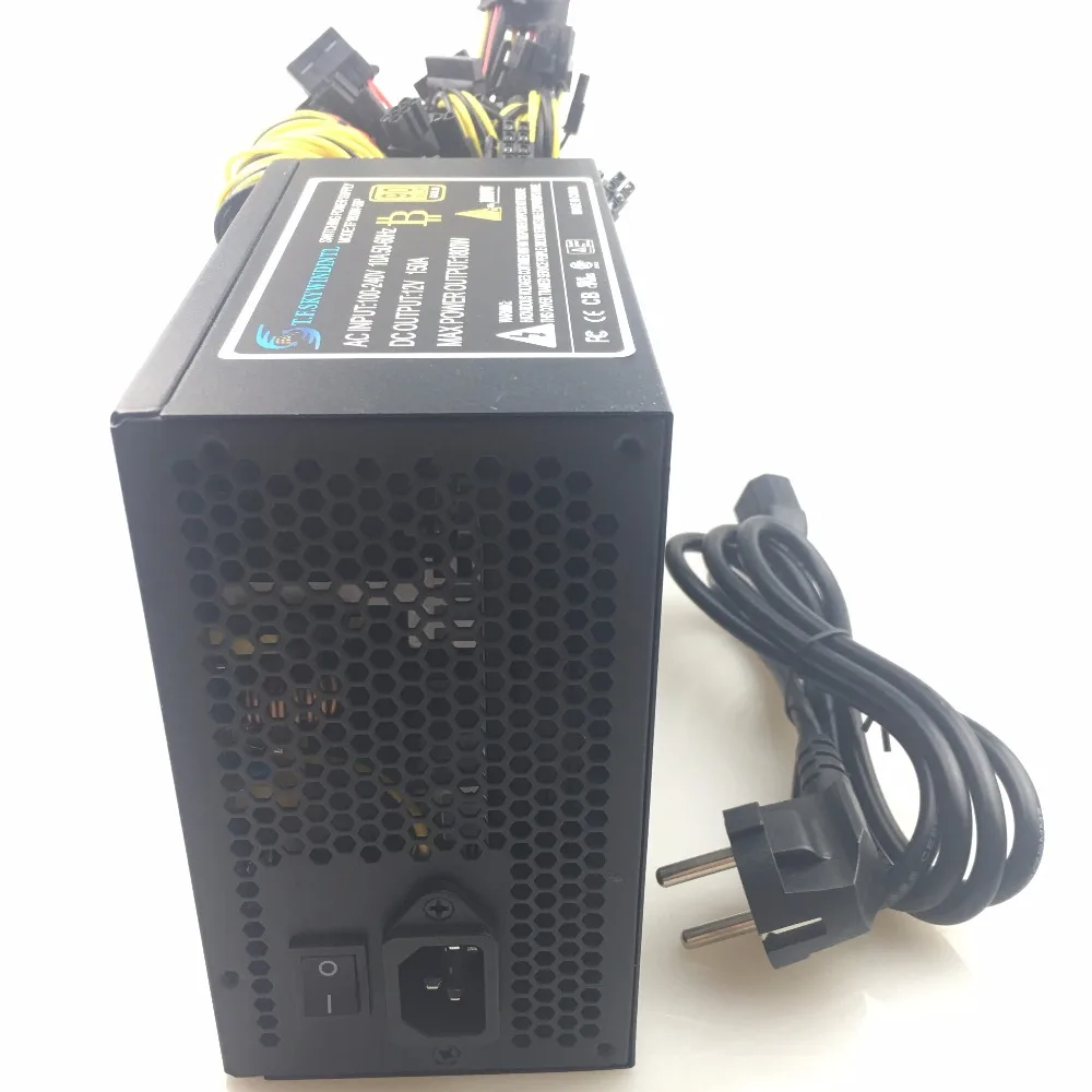 free ship 1800 psu ATX Computer Power Supply For Mining Machine Support 8 Pieces Graphics Card  Output Rated 2000W Max Bitcoin