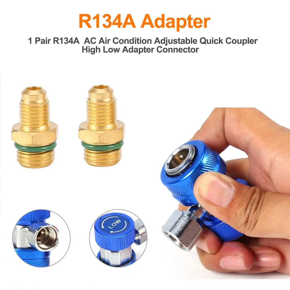 1 Pair R134A AC Air Condition Adjustable Quick Coupler Refrigerant High Low Adapter Connector Manifold Gauge Set