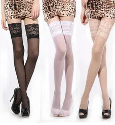 Pure lovely white slim lace stockings cored wire Tall women slip socks knee socks Multicolor female opaque stockings S01