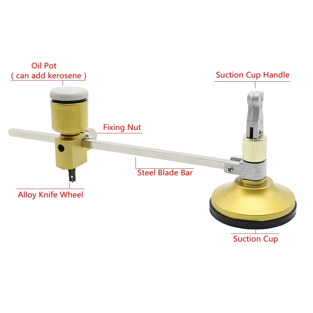 Adjustable Compass Circle Glass Cutter with Suction Cup Opening Hole Cutting