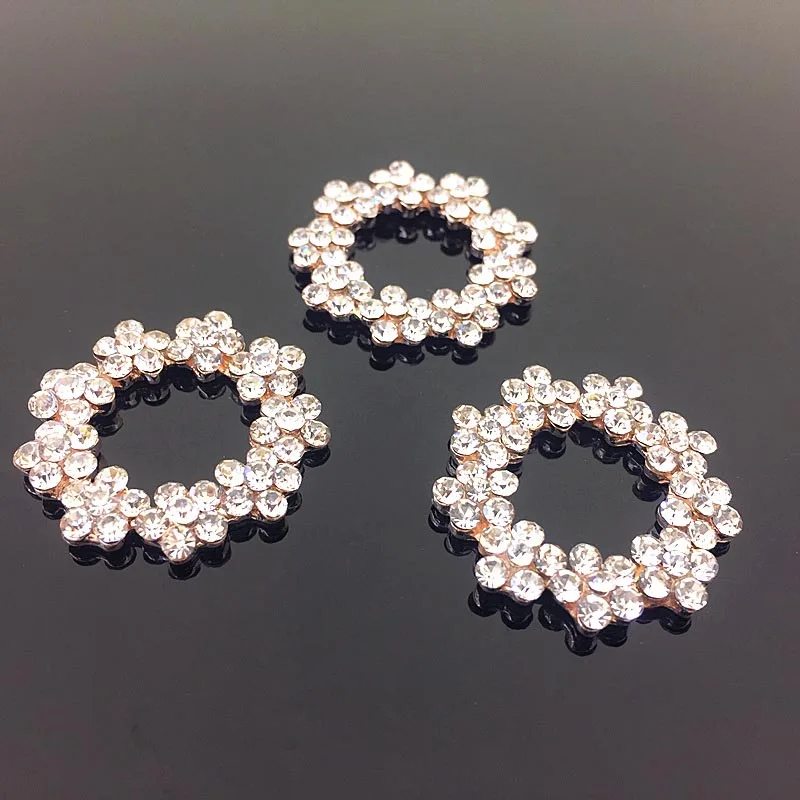 2016New 50Pcs 27mm Rhinestone Round Plum Flower Garland Buttons for DIY Hair Accessoriess or Phone Case Decoration HZ94