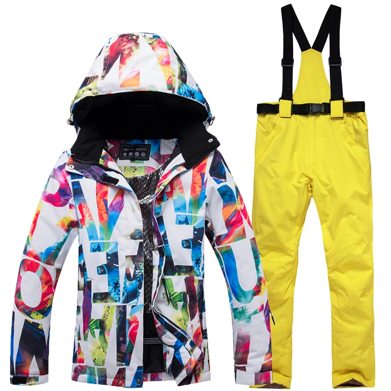 Thicken Waterproof Windproof Female Ski Suit Sets Super Warm  Ski Suit Climbing Skiing Winter Jacket+Pant Outdoor Snowboard Sets