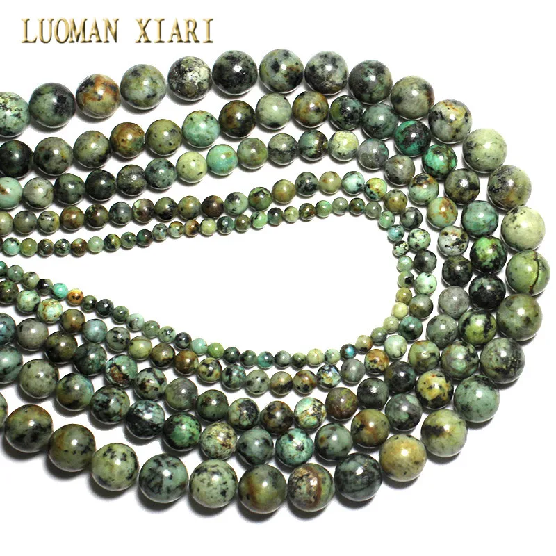 AAA + Natuurlijke Ronde Vorm Natuurlijke Afrikaanse Turkoois Stone Ronde Losse Kralen Voor Sieraden DIY Armband Maken 4mm 6mm 8mm 10mm 12mm