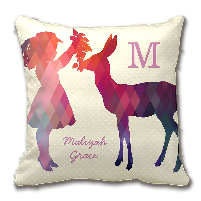 

Modern Vintage Girl And Deer Monogram Throw Pillow Decorative Cushion Cover Pillow Case Customize Gift By Lvsure For Sofa Seat