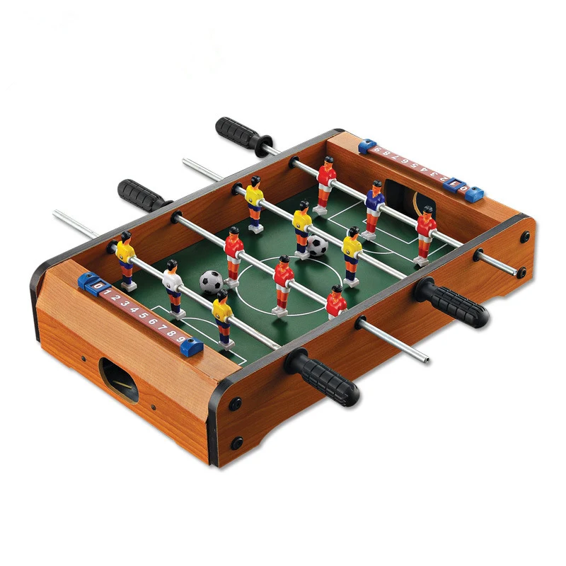 Jogo de mesa de futebol de madeira para crianças, 4 bares, brinquedo para crianças, conjunto de futebol de mesa com 2 bolas, esportes, jogos de família, 34.5*23*7cm