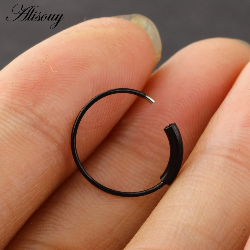 Alisouy 1pc 22G Steel Hinged Clicker Seamless Piercing Nose Ring Hoop Lip Ear Ring 6/8/10/12mm Body Jewelry Piercing Clip Gift