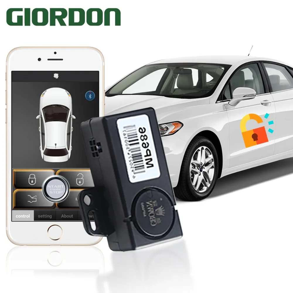 Smart Key Car Alarm System With Remote Start  And bluetooth controls Mobile phone control keyless entry&power