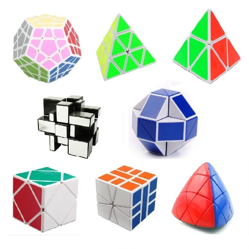 8 sztuk/zestaw Shengshou czarny dziwny kształt przestrzenne Puzzle zestaw prędkość Twist Puzzle komplet pasm włosów Cube pcv i matowe naklejki Cubo Puzzle