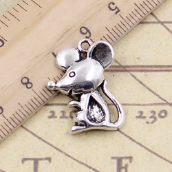 10pcs Charms Mouse 24x18mm Tibetan Bronze Silver Color Pendants Antique Jewelry Making DIY Handmade Craft