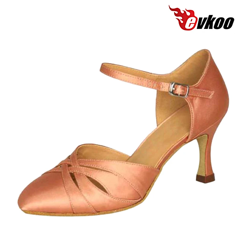 Evkoodance Comfortable Five Color Zapatos De Baile Woman Close Toe Customized Modern Ballroom Dance Shoes 7cm Heel Evkoo-034