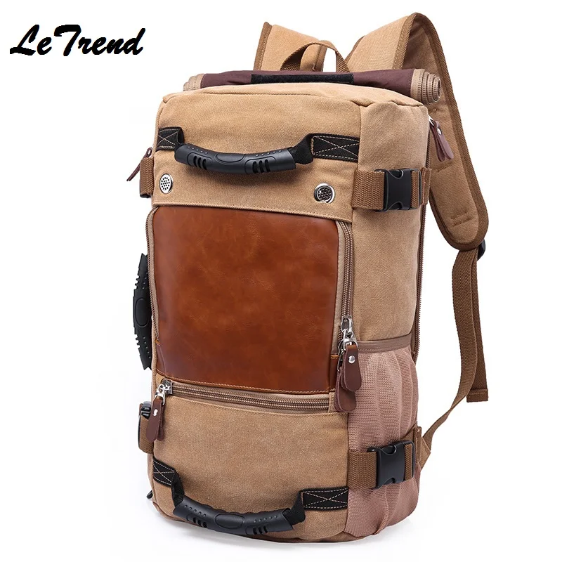 LeTrend Canvas Winter Multifunction Travel Men Big Capcity Laptop Backpacks For Teenager Male Mochila Leisure Travel Backpack